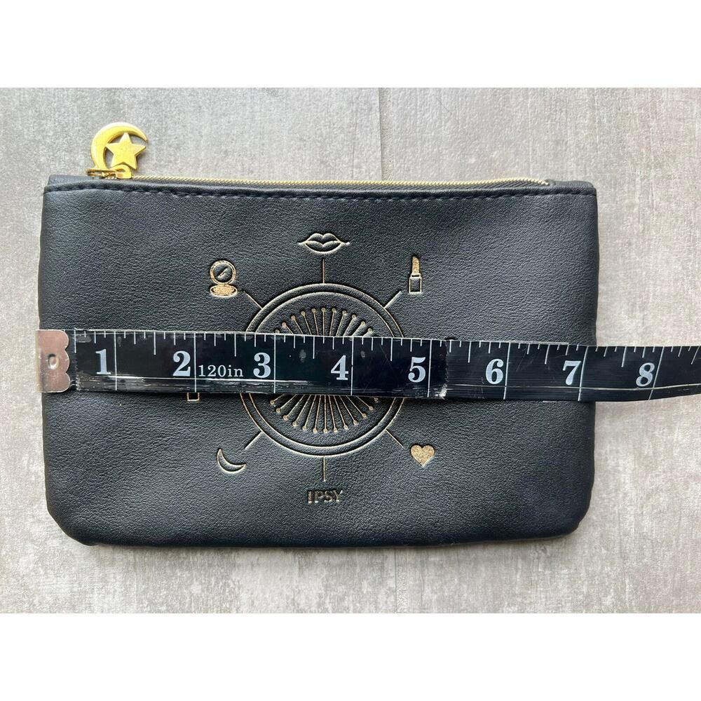 Makeup Bag Zippered Case Travel Pouch Wallet Clutch Purse Organizer Black Gold - Picture 2 of 4